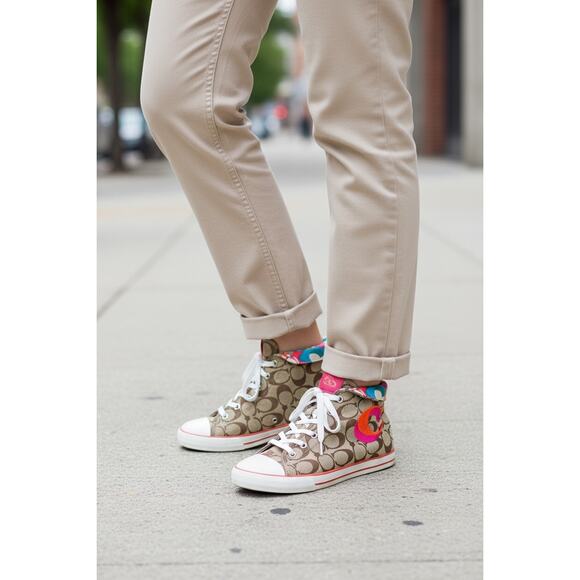 Y2K Coach Q506 Birch Mid-Top Embroidered Signature Sneaker Size 8.5B - Picture 8 of 9